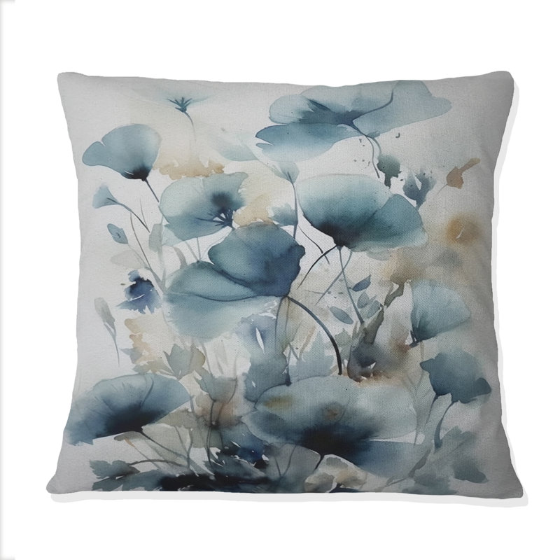 Coussin Blue Leaf Foliage And Flowers I - Leaves