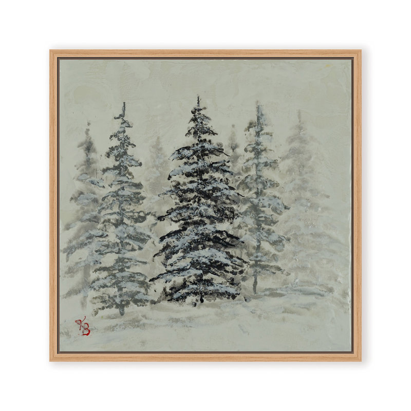 Nature Inspired "Serene Grove" Canvas Wall Art By , 12" H x 12" W, Framed Matted Print, Beige