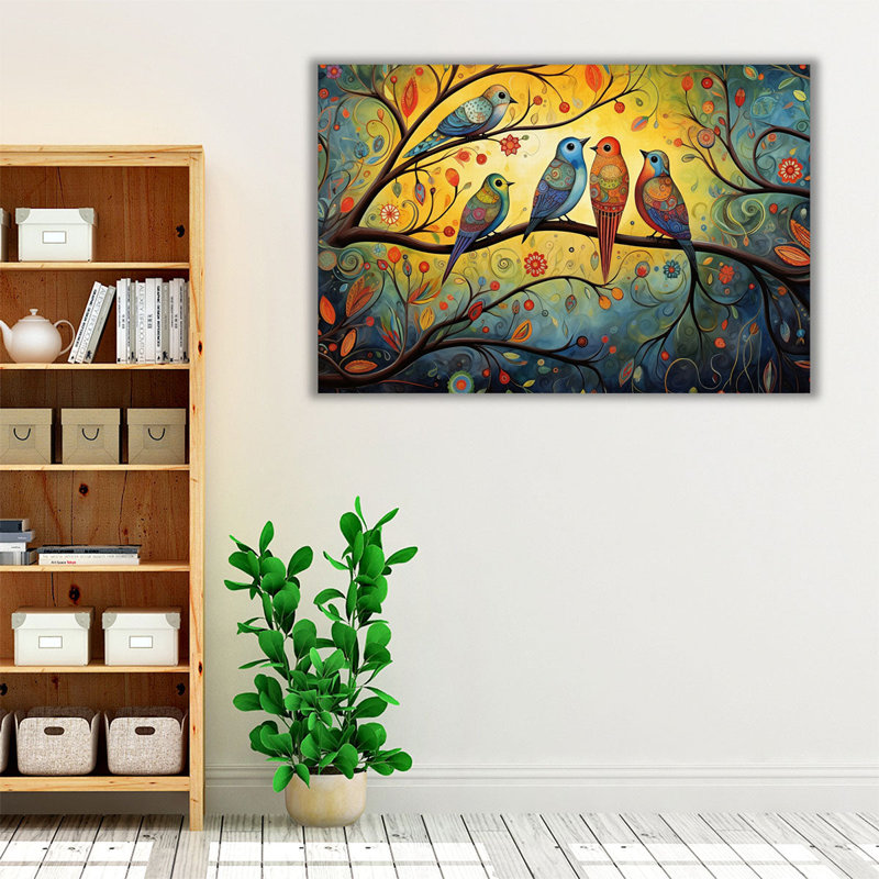 " Feathered Flock Fantasy 4 ", 20" H x 30" W
