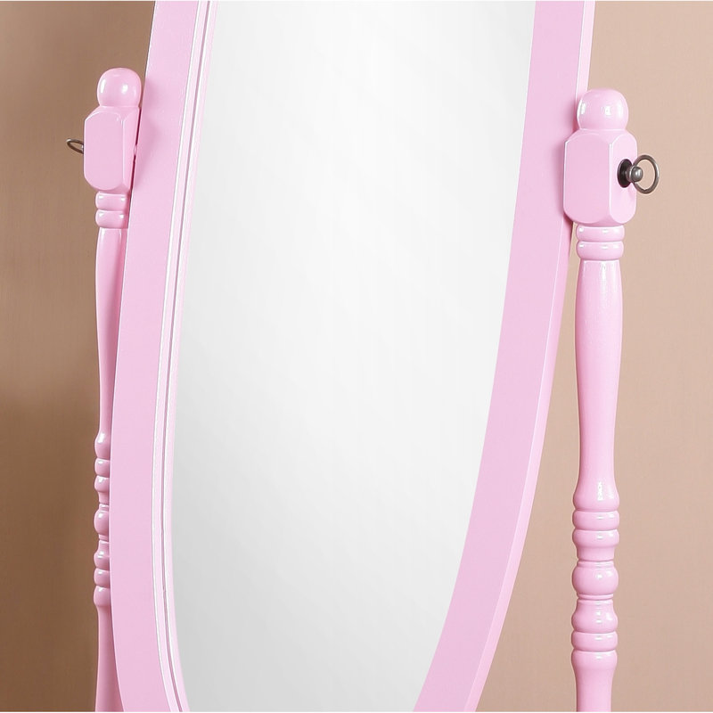 Élégant miroir de finition - Grand plancher de style traditionnel en bois avec capacité d'inclinaison, Rose