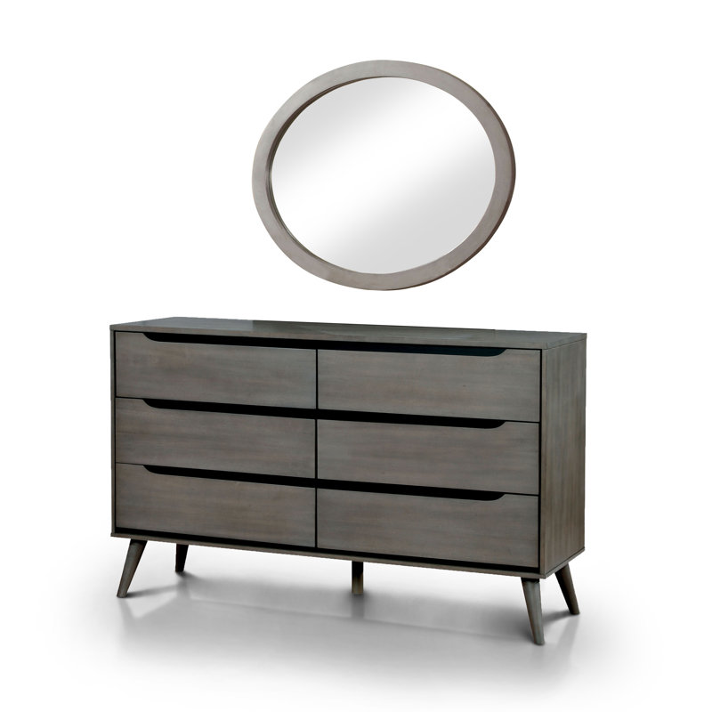 Miroir rectangulaire gris Mid-Century
