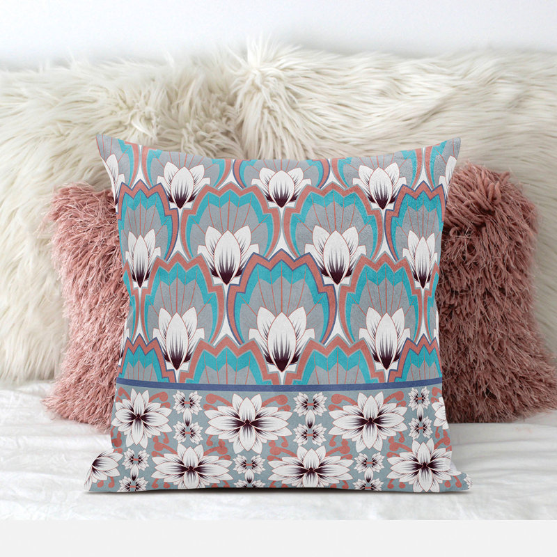 Coussin 26 x 26, Menthe/gris