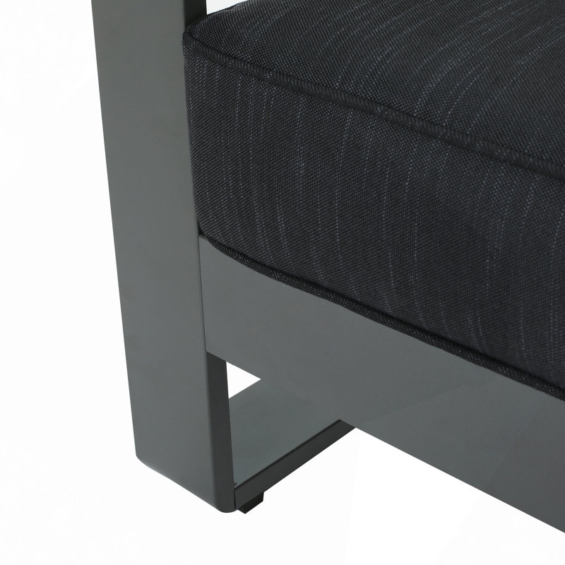Cape Coral 3 Seater Sofa W/ Metal Tray, Dark Gray Cushion/Gray Frame