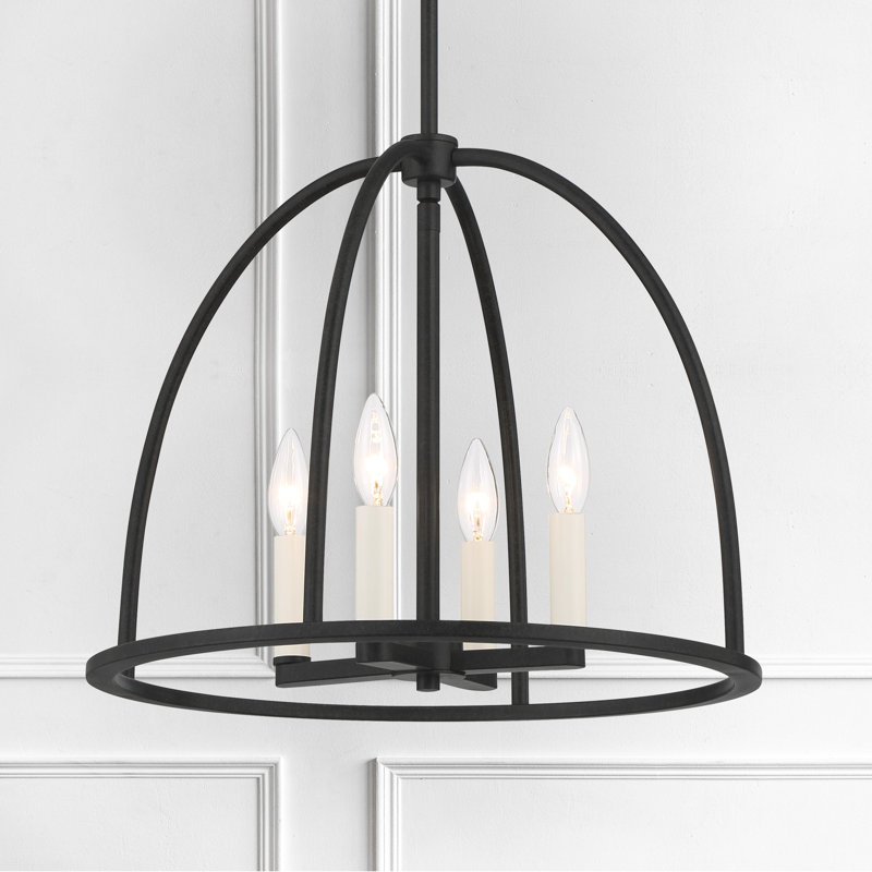 Lustre géométrique à 4 lumières Roumel, Noir