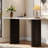 Narrow Console Table With Oval Marble Top, Curved Legs And Triangular-designed Base-1298546541