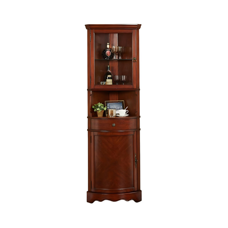 17.01"Retro Solid Wood Rectangular Corner Cabinet