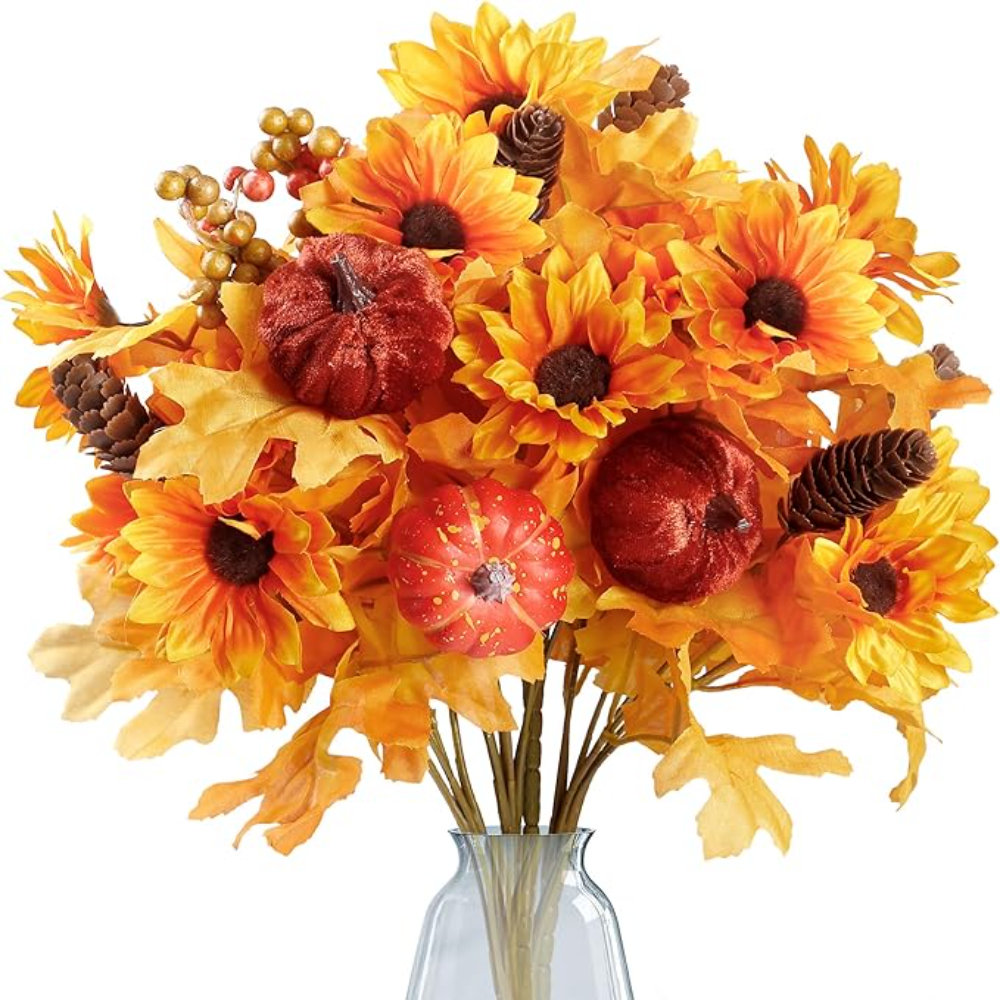 Fall Stems Primrue Sggvecsy Artificial Fall Flowers 4 Pcs Floral Arrangement Fake ...