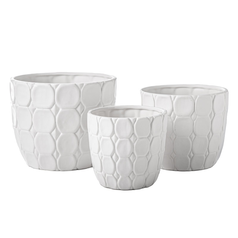 Ensemble de pots à fleurs en céramique 3 pièces Penacook, Blanc