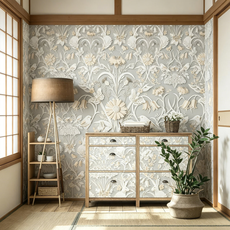 Elegant Woodland Soft Grey Washable Wallpaper