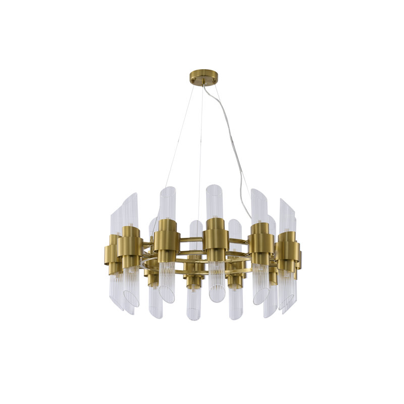 Lustre transitionnel en verre satiné 24 lumières