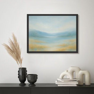 «Tranquil Misty Landscape», reproduction d'art encadrée, scène pastel pour chambre à coucher ou salon