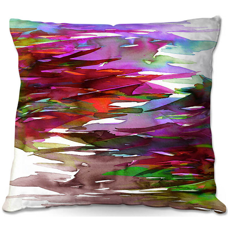 Reversible Throw Pillow, 18" x 18", Purple/Green/Blue