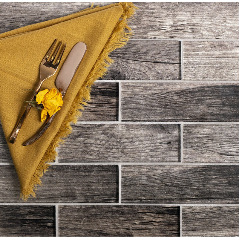 1.9" x 5.9" Glass Subway Mosaic Wall & Floor Tile, Brown