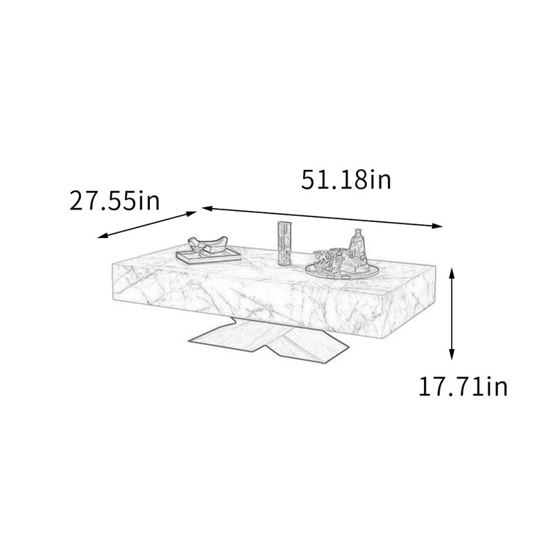 Table basse simple Modern, 17,71 po H x 51,18 po L x 27,55 po l