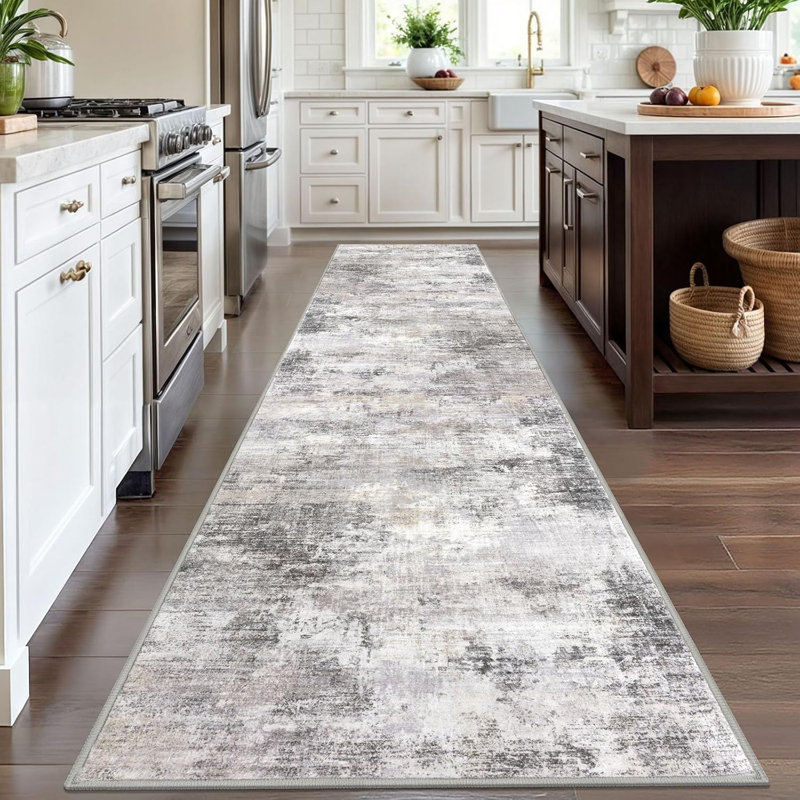 Washable Area Rugs Non Slip Bedroom Rug Living Room Rugs with Rubber Backing, Runner 3' x 12'