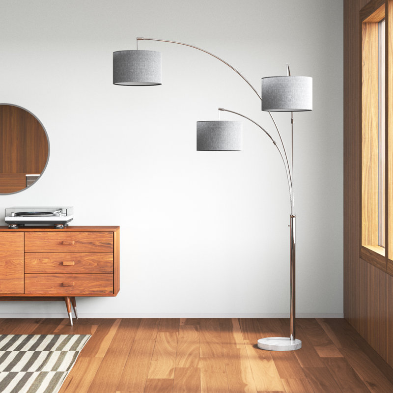 211cm Tree Floor Lamp, Brushed Steel Base/Gray Shade