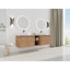 Meuble-lavabo mural 72 po avec lavabo d'art en céramique et 1 tablette de rangement, 4 portes à fermeture en douceur, contreplaqué
