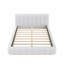 Grand lit plateforme tapissier blanc capitonné, conception à profil bas, base en bois, aucun sommier tapissier requis-473237085