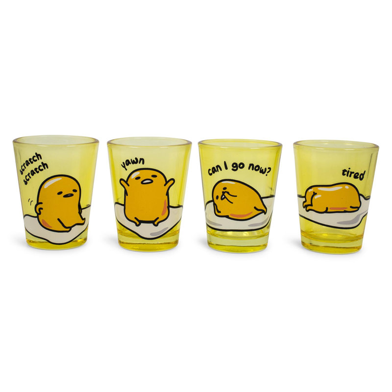 Ensemble de 4 pièces 1,5 oz Gudetama Sleepy Ensemble de verres à liqueur