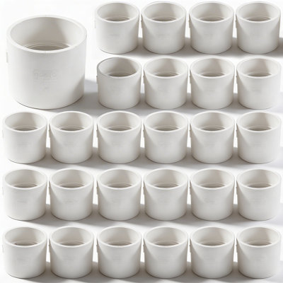 1-1/4 Inch White PVC DWV Coupling, Hub x Hub Drain, Waste & Vent Fitting (100-Pack)