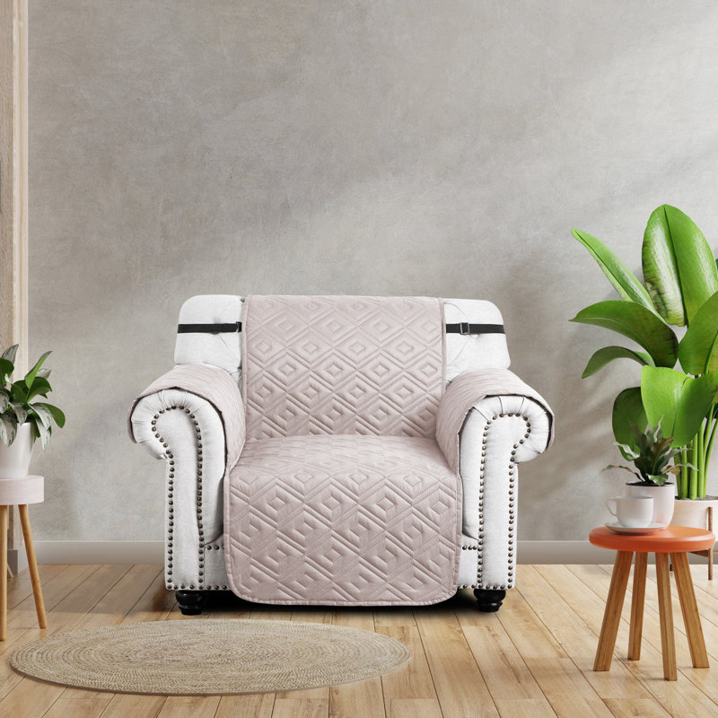 Reversible Waterproof Sofa Cover – Quilted Anti-Slip Couch Protector with Adjustable Strap, Beige & Cream