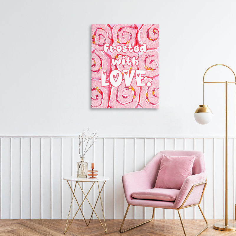 Toile rose givrée avec amour, design par Ziwei Li, H 20 po x l 16 po