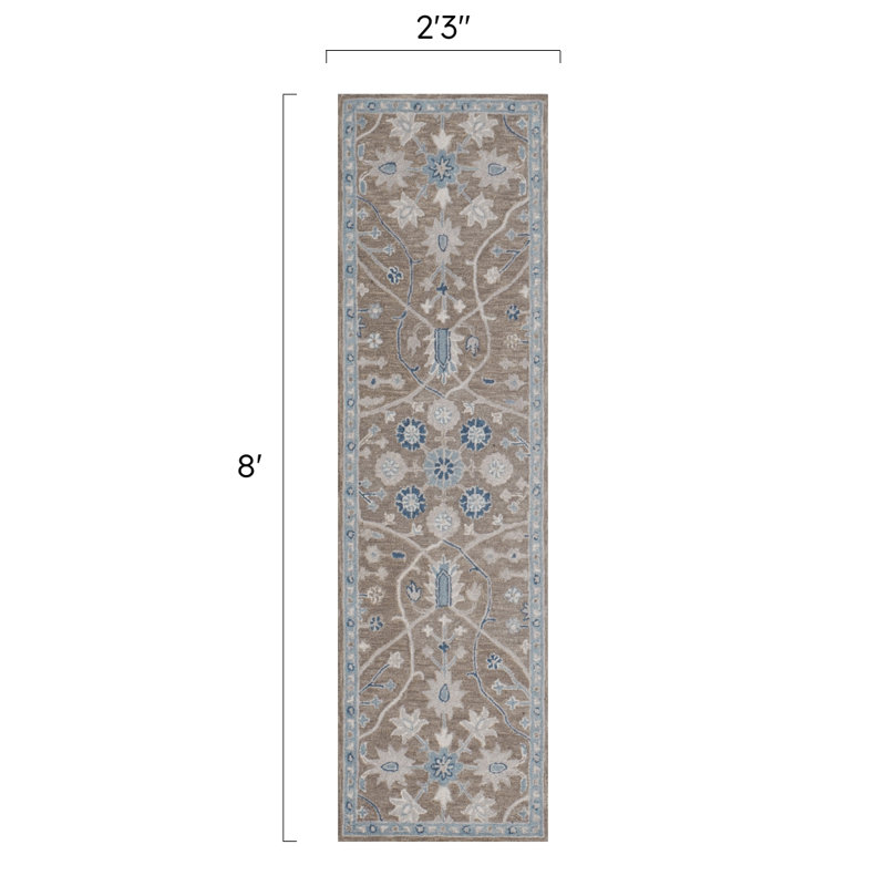 Tapis en laine touffeté à la main Wren, Tapis de couloir 2 pi 6 po x 8 pi