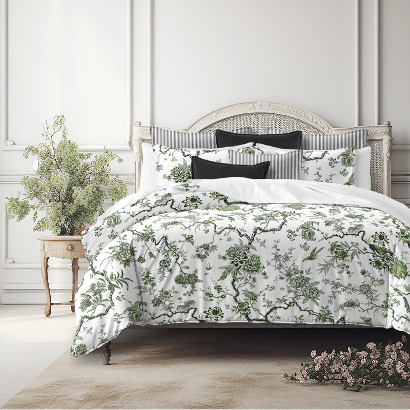 Tree Top Avocado Cotton Duvet Cover Set, California King Duvet Cover + 7 Additional Pieces
