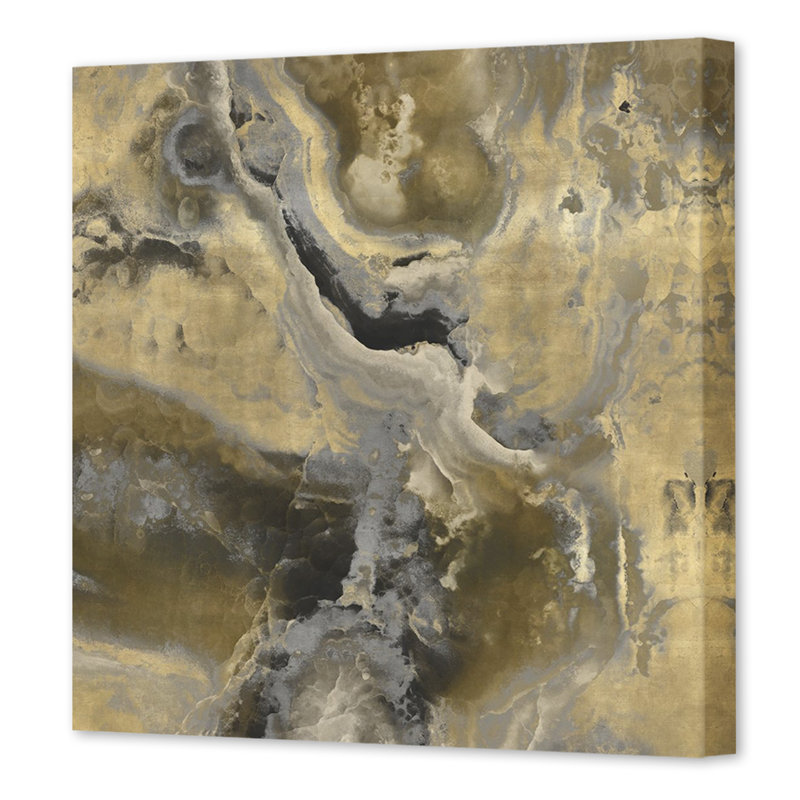 Pierre avec or et gris II, estampe numérique sur toile tendue avec châssis