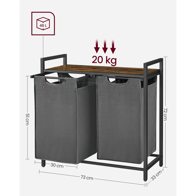 Laundry Sorter, Rustic Brown/Grey