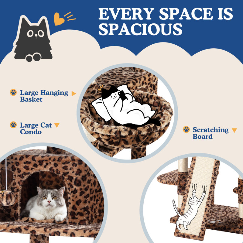 68" H Multi-Level Cat Tree, Brown