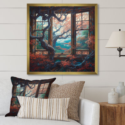 «Roei Orange and Brown Branches In Window IV», reproduction sur toile