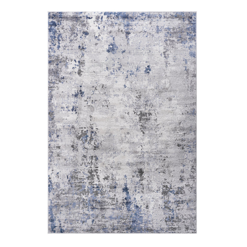 Loom & 5x7 Area Rug, Silver/blue/abstract, Non-shedding Stain , Matches Living Room Dorm Collection Non-shedding, Ideal For Bedroom Eat-in Kitchen
