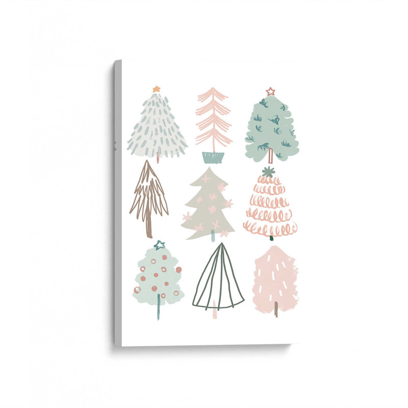«Playful Christmas Trees I», reproduction sur toile, H 12 po x l 8 po, Toile tendue