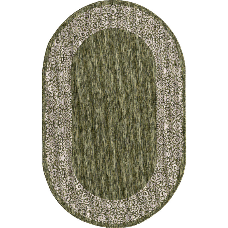 Tapis d'intérieur / extérieur vert Finbar, Ovale 3 pi 3 po x 5 pi 3 po