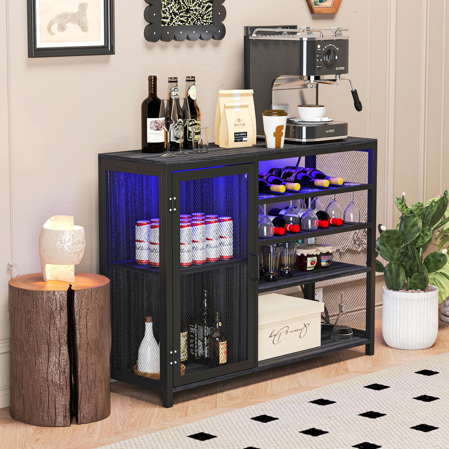 House of Hampton Bar Wine Bar Liquor Storage Credenza