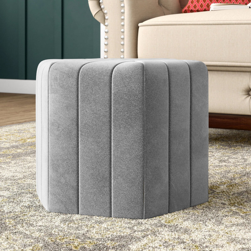 Sarina 40cm Wide Velvet Novelty Solid Colour Footstool Ottoman, Grey