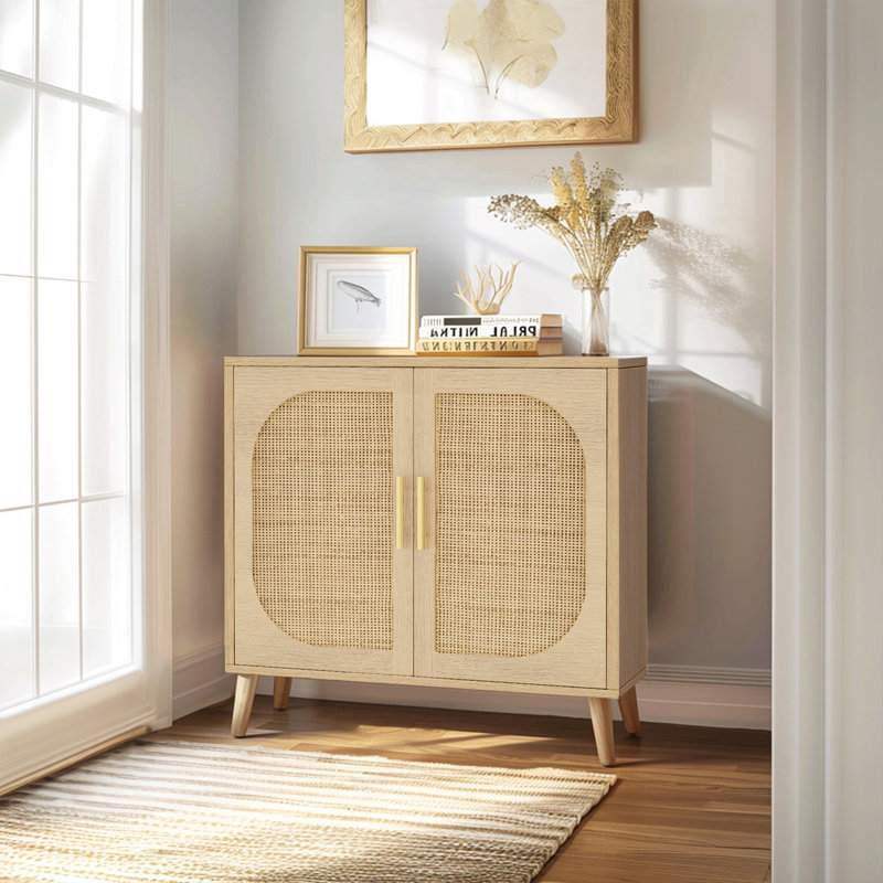 Buffet Cabinet With Storage,  Accent Bathroom Floor Cabinet,With Two Doors And 4 Compartments Forstorage,Cabinet With Solid Wood Feet,Sideboard Cabinet For Hallway, Entry, Living Room