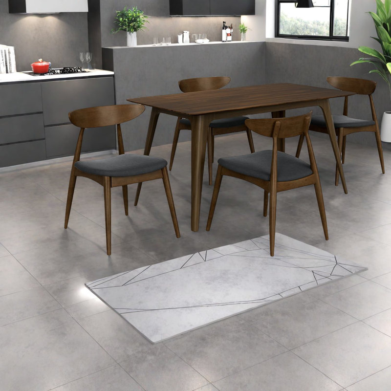 Ensemble de table de salle à manger moderne Mid-Century avec structure en bois d'hévéa pour la maison et la famille