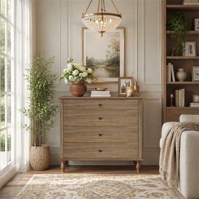 Large 4-Drawer Chest with Solid Wood Foot