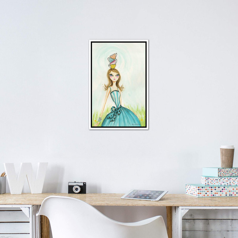 Art de noël à thé, H 26 po x l 18 po x P 1,5 po, Toile blanche encadrée