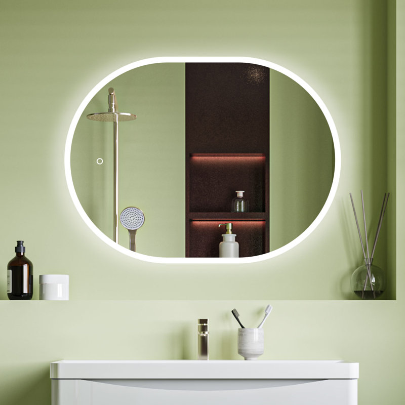 Icarus Oval LED Bathroom Mirror with Demister Pad Touch Control Wall Mounted, 60 cm x 80 cm
