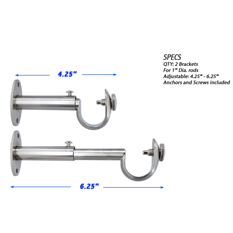 Tringle à rideaux en zinc MERIVILLE pour tringle à rideaux de 1 po, Nickel satiné