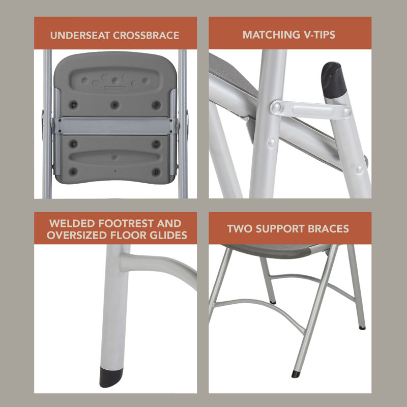 Hampden Furnishings Gwyneth Plastic Stackable Folding Chair , Gris