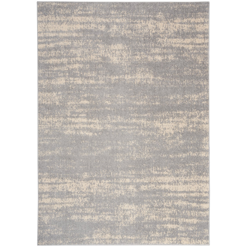 Machine Woven Chenille Indoor/Outdoor Area Rug in Gray, Rectangle 6' x 9'