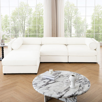 Elegant 3 avec revêtement en chenille et rangement intégré dans les tons blancs