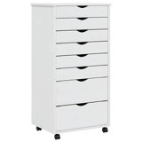 vidaXL MOSS 8-Drawer Chest with Wheels, Solid Pinewood
