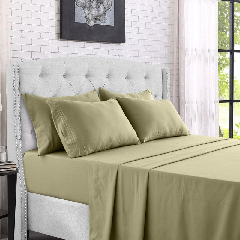 Ensemble de literie en microfibre 1800 Series, Ensemble de drap pour lit très grand avec deux ta, Vert