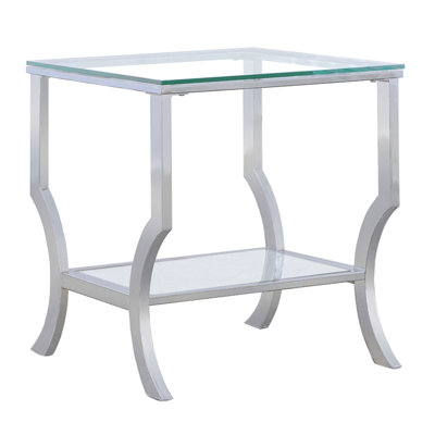 Table de bout carrée en verre au fini métallique élégant, idéale pour les tables, les armoires et les étagères, d'une hauteur de 22 po, d'une surface réfléchissante de 19,81 po de largeur, de divers meubles, d'une hauteur