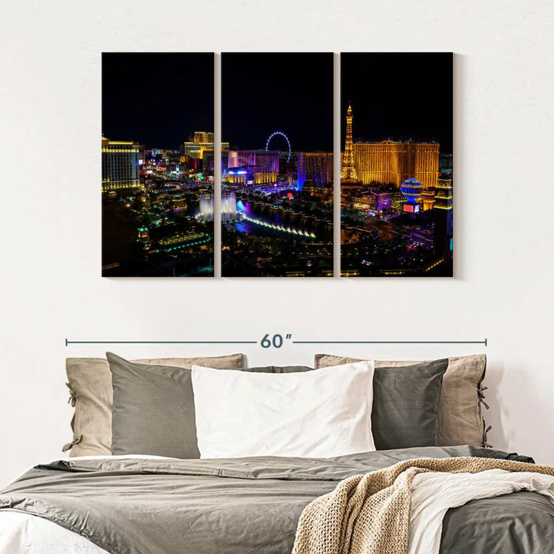Las Vegas - Ensemble de 3 toiles tendues, H 32 po x l 50 po x P 1,25 po